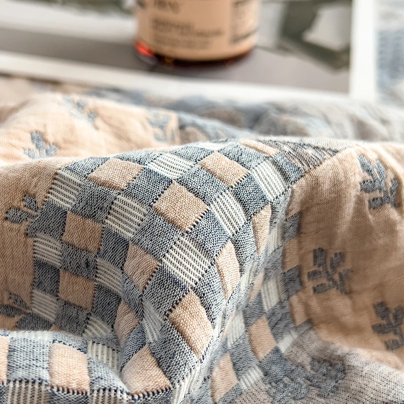 Luxury 100% Cotton Throw Blanket for Single Queen King Bed All Season Pure Cotton Blankets Cozy Soft Breathable Thermal Blankets