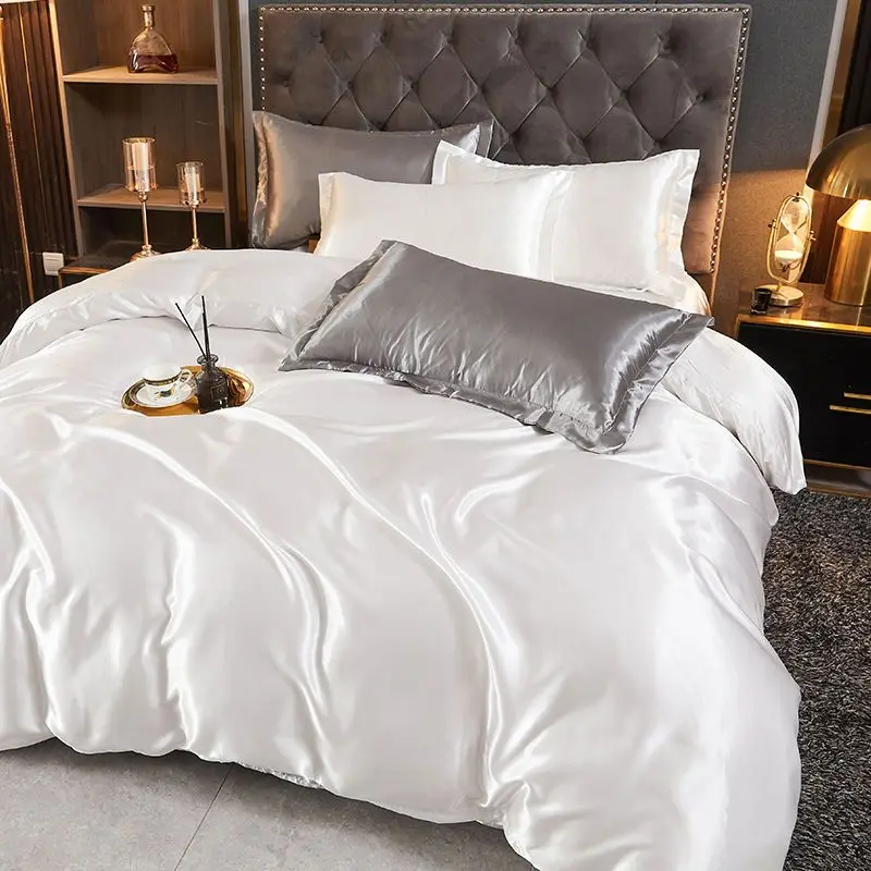 WASART Luxury satin rayon bedding set summer white duvet cover single double queen king size quilt cover 150/180 comforter cover