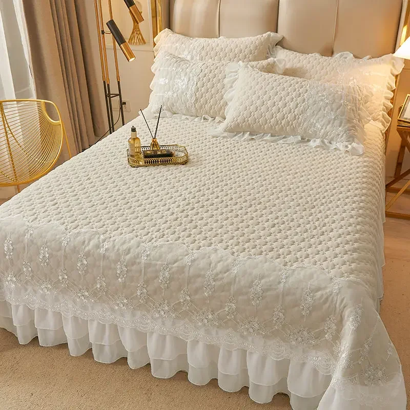 WASART Quilted thicken white bed sheet summer bedspread couple 2 people bed linens luxury double bed bedding king size 180x200cm