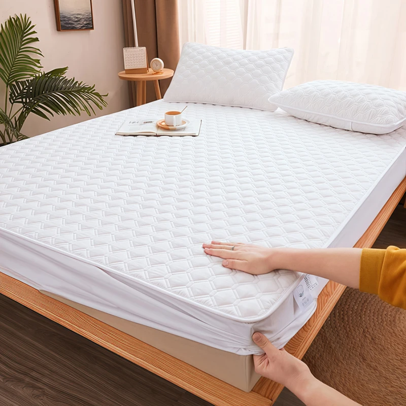 WASART Thicken quilted mattress protector cover couple luxury double bed elastic fitted sheet style 150x190 bed protection pad