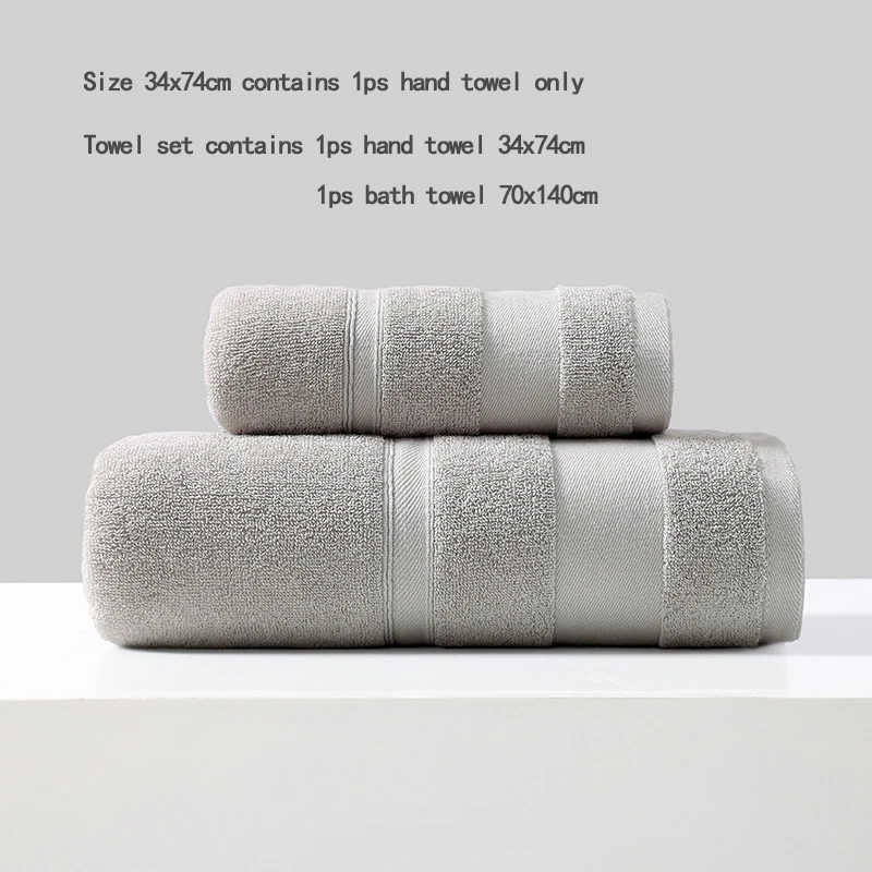 Battilo Cotton Bath Towel Soft Absorbent Face Hand Towels Luxury Hotel Spa Bathroom Towel Solid Beach Towel 2Pcs Bath Towel Set