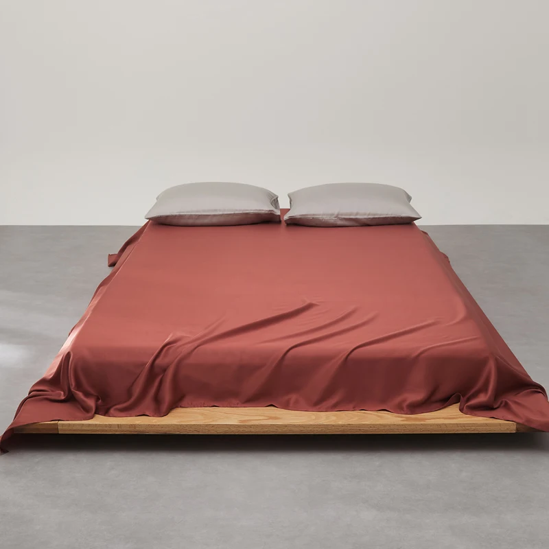 1pc Natural Mulberry Silk Flat Bed Sheet Solid Color Bedding Sheets 100% Silk Bedspreads for Twin Full Double Queen King Size