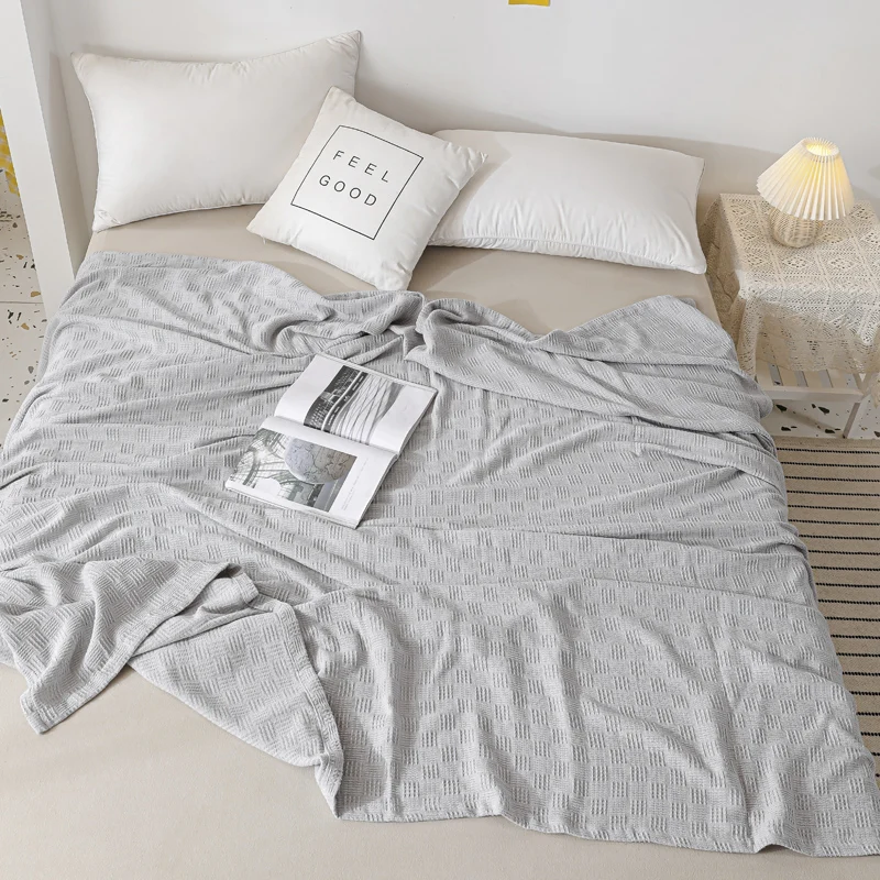 Noridc Knitted Throw Blanket 100% Cotton New Blankets Luxury Bed Sofa Couch Oversized Bedspread Cover Lightweight Plaid Blankets