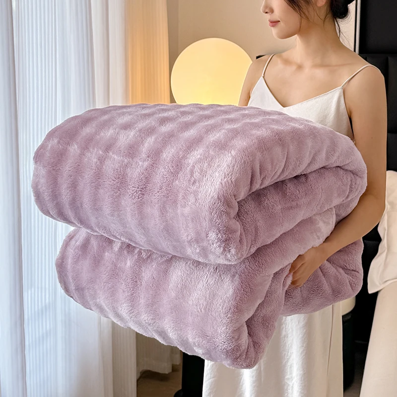 WASART Artificial Rabbit Plush Blanket Fluffy Coral Fleece Sofa Throw Thermal Thick Bed Sheet Warm Autumn Winter Cozy Bed Cover