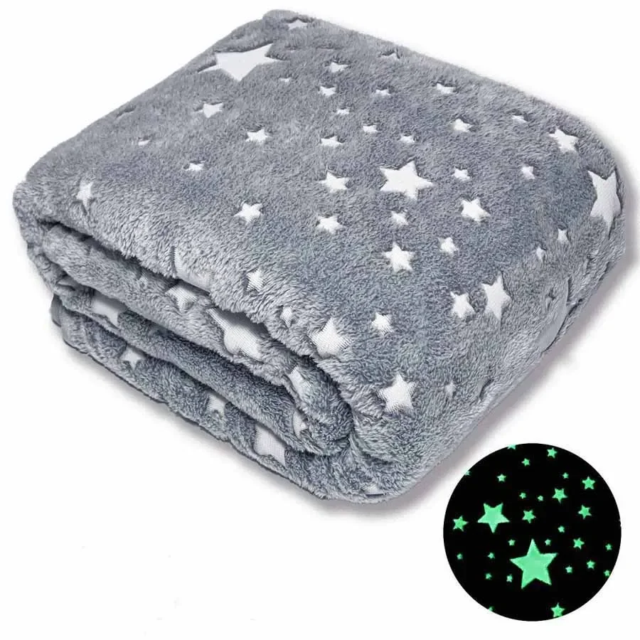 WASART Soft flannel glow in the dark blanket child gift winter warm velvet fleece magic throw blanket for bed sofa bedspread