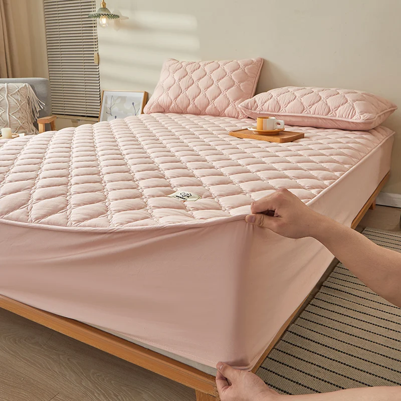 Bedding Pure Cotton Thick Mattress Cover Soybean Microfiber Filling Elastic Fitted Sheet Queen King Size Mattress Pad Protector