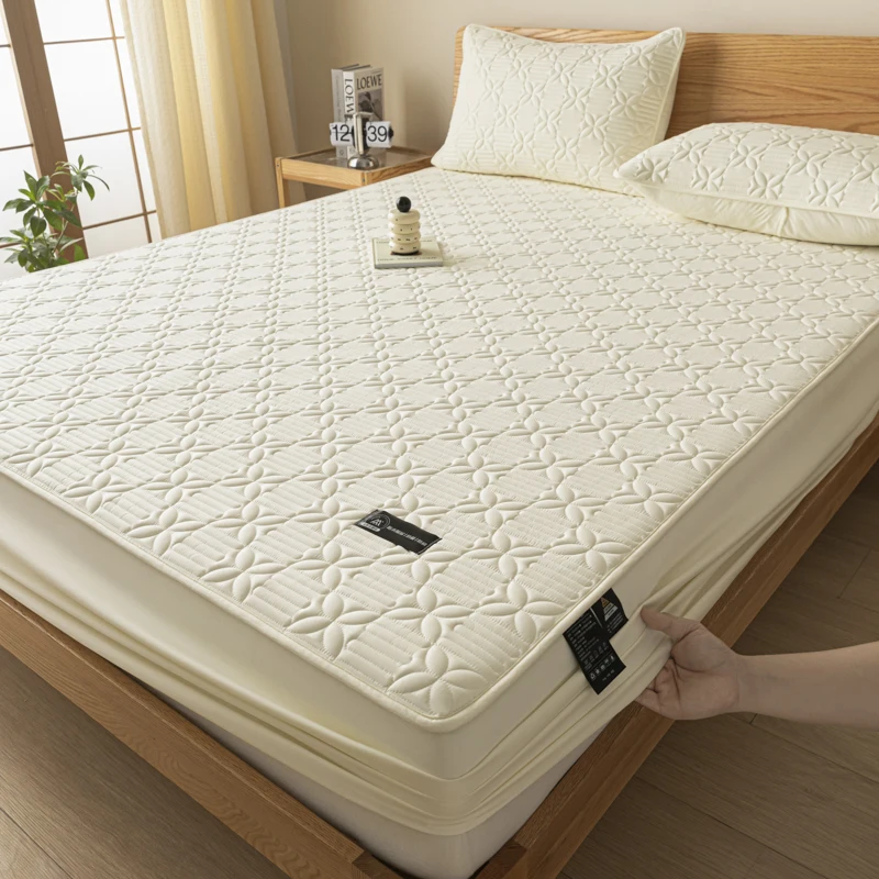 WASART Waterproof Quilted Mattress Protector Cover Elastic Fitted Sheet Style Couple Bed Protection Pad King Size Hypoallergenic